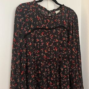 Knox Rose Target Floral Red Black Blouse Size L